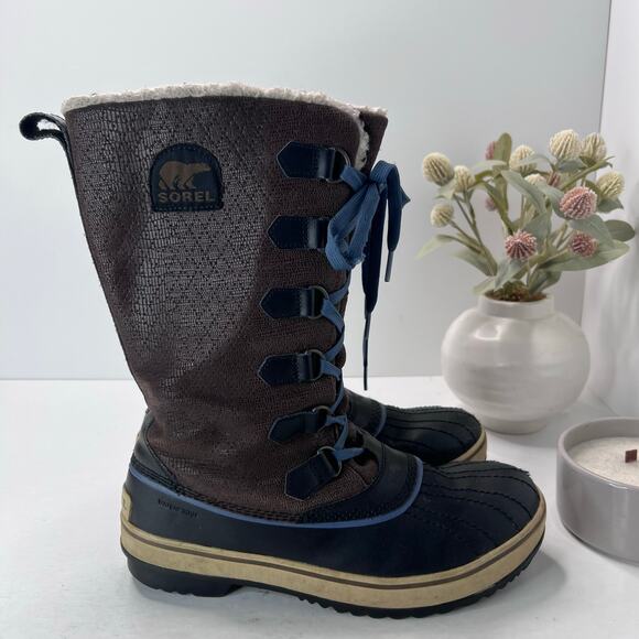 Sorel Quarry Tivoli II Tall Waterproof Boots Brown/Black NL1907-202 Women 9 - Picture 1 of 9